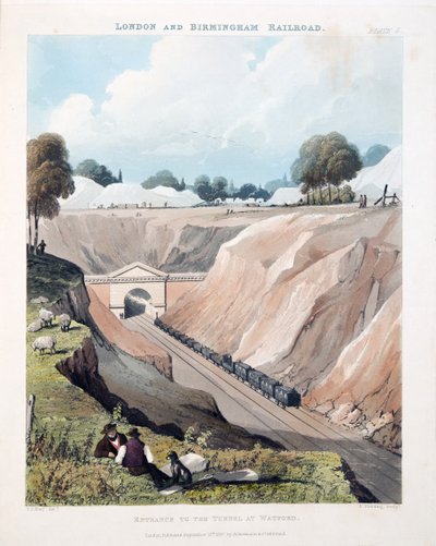 Ingang van de tunnel bij Watford, 1837 door Thomas Talbot Bury